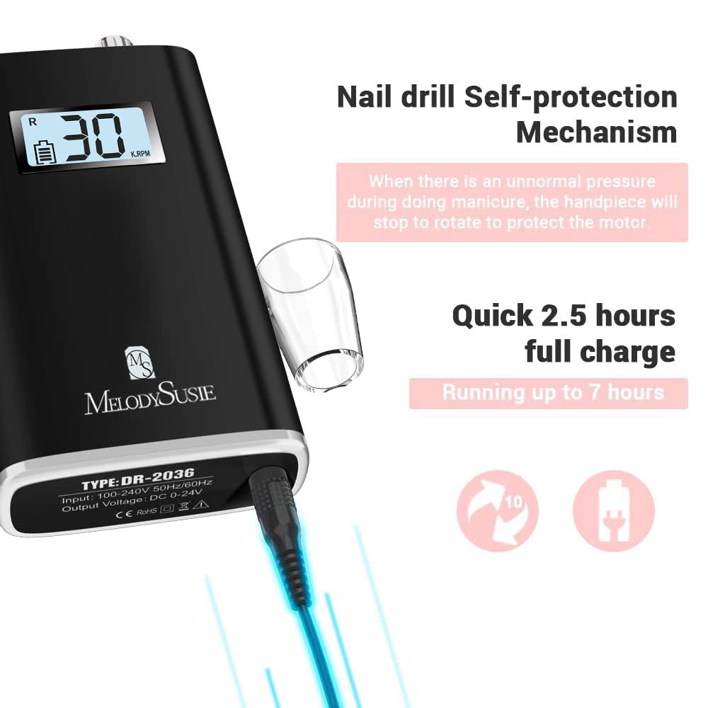 Rechargeable 30000 RPM Nail Drill Kit