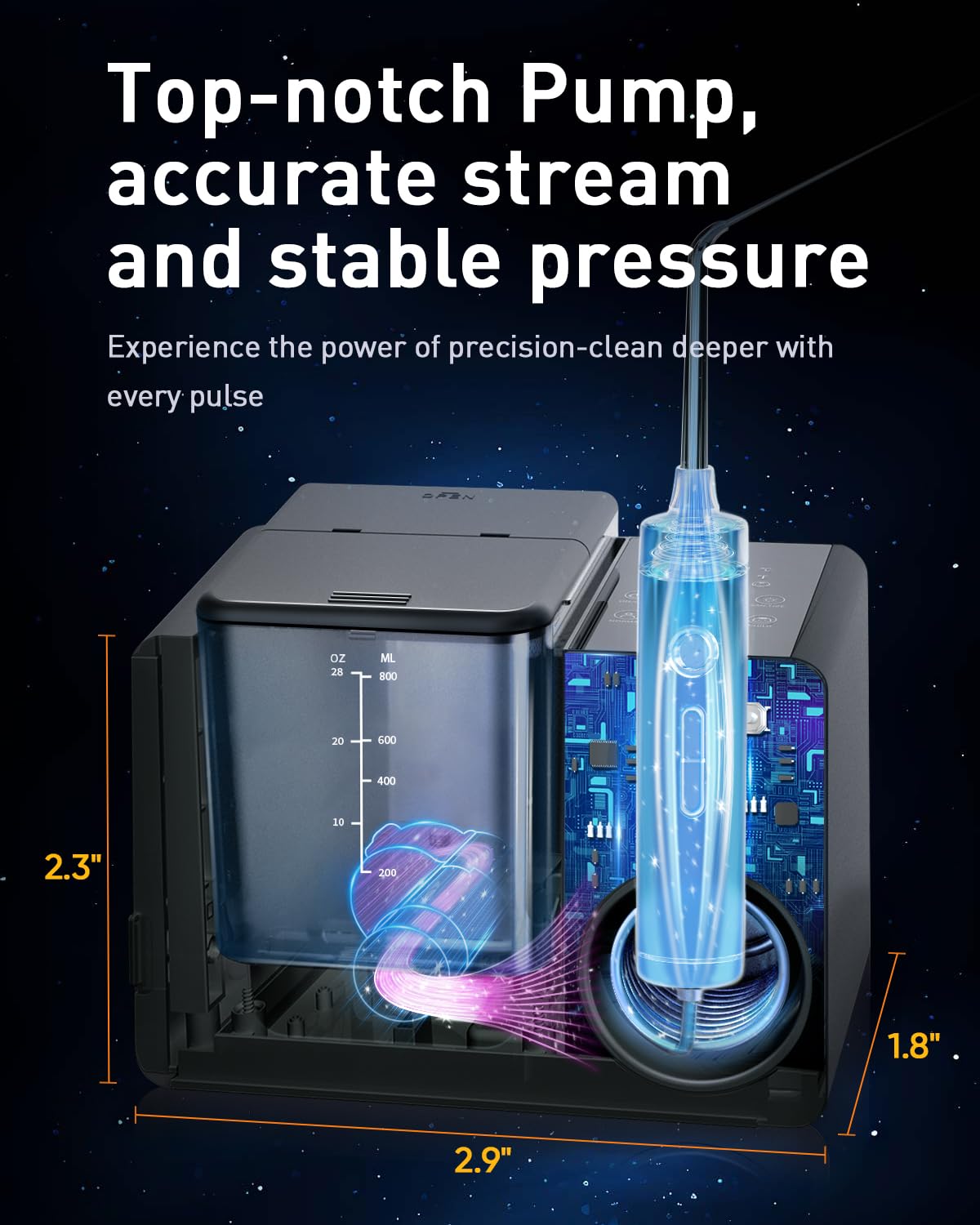 800ML Countertop Water Flosser with UVC Sterilization