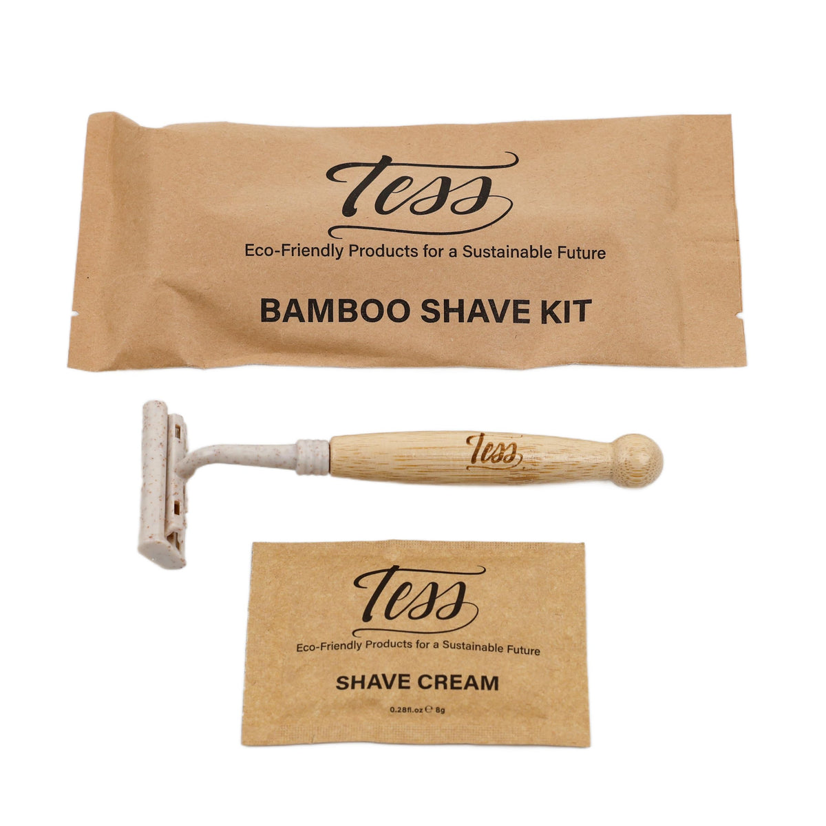 Tess Bamboo Shave Kit-Triple Blade Razor w/Shaving Cream Pkt