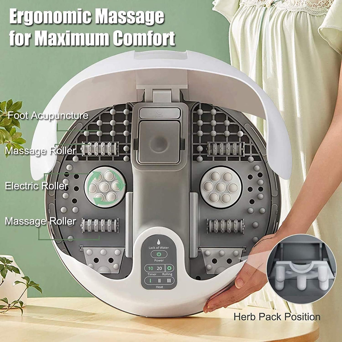 Heated Foot Spa Massager with Shiatsu Rollers
