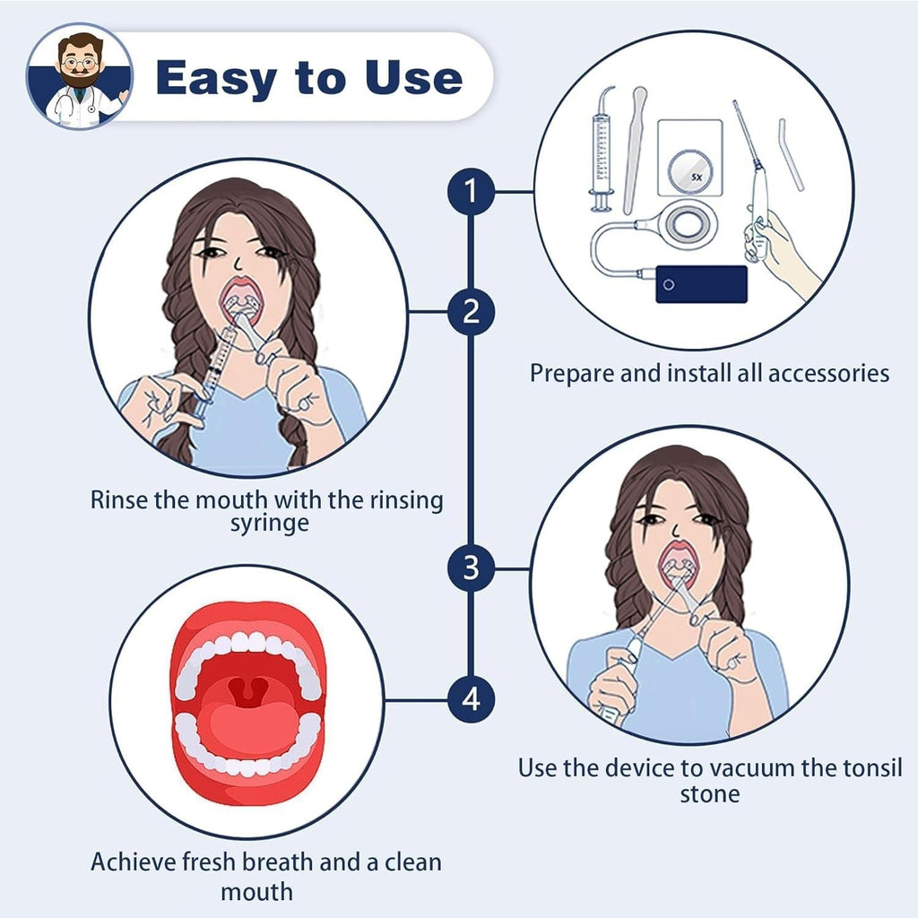Tonsil Stone Removal Kit with LED Suction Tool