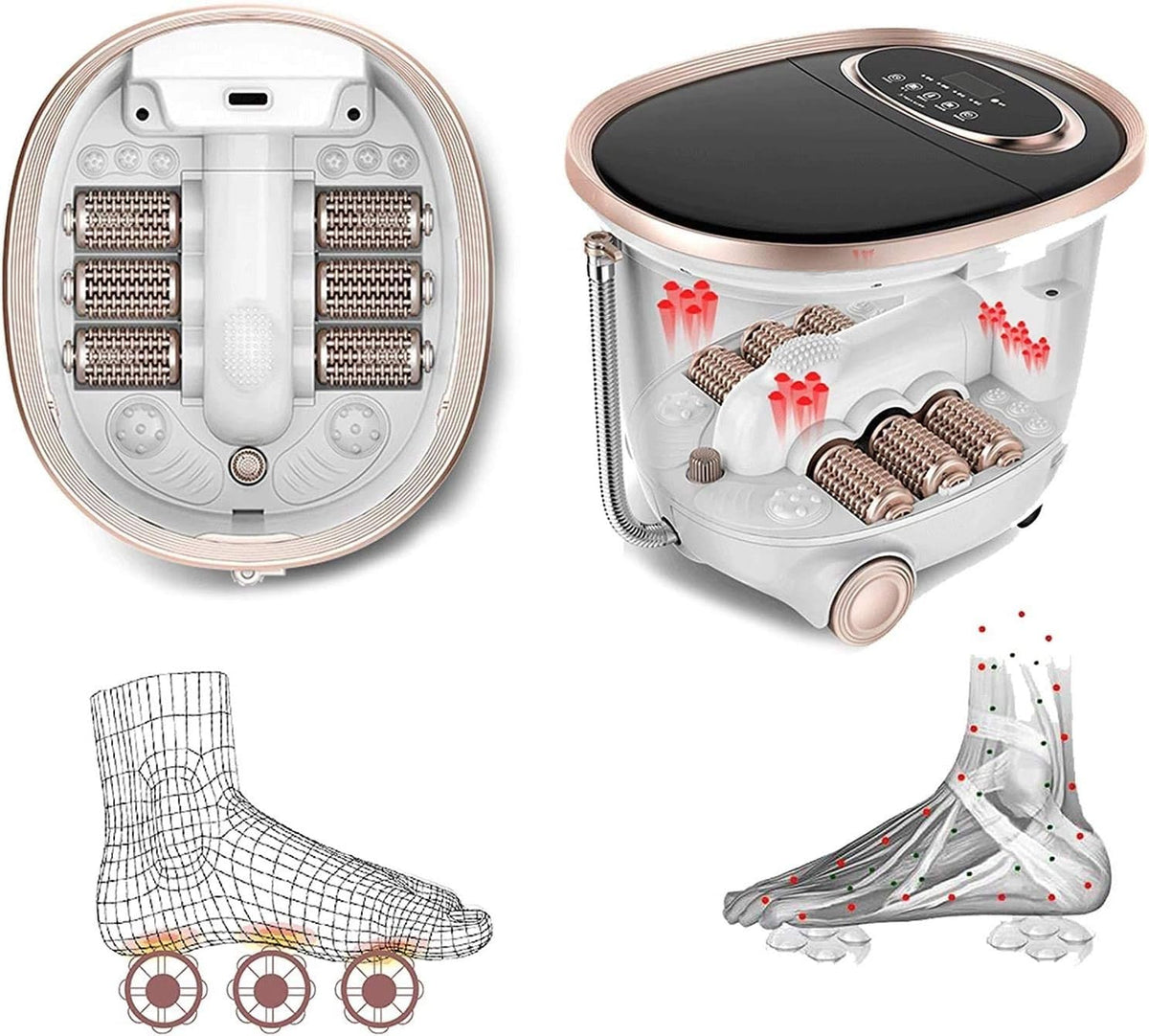 Heated Foot Spa Massager with Automatic Rollers