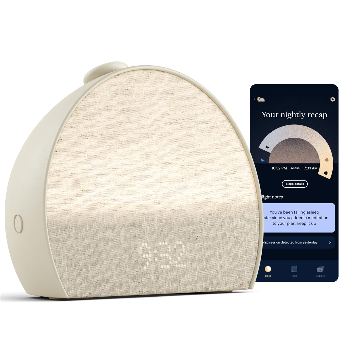 Hatch Sleep Clock Bedside Sleep Tracker, Smart Light, Sound Machine